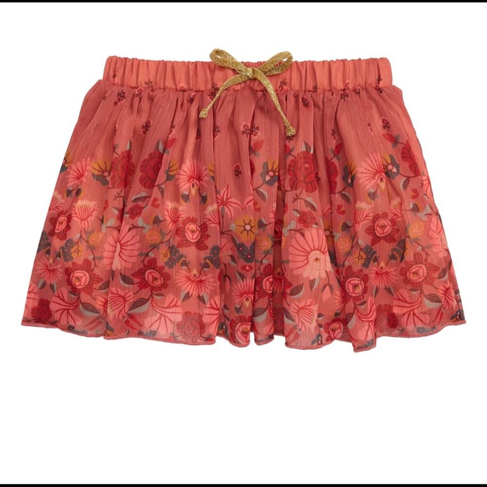 Peek Coral Metallic Thread Floral Skirt Infant Size 12-18mo
